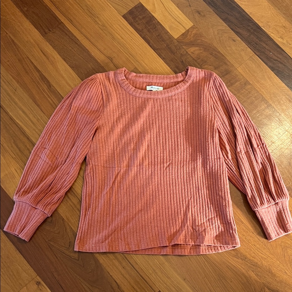 Madewell Burnt Orange Ribbed Knit Top